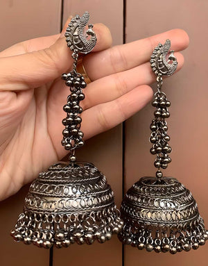 Traditional New Style Black Jhumkas Earrings